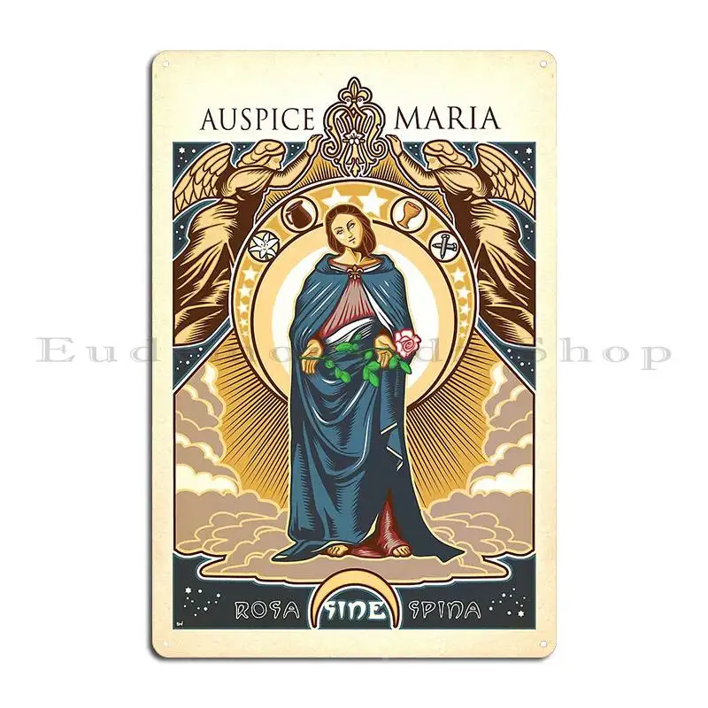 Auspice Maria Mary Nouveau металлические вывески Club на заказ паб Настенный декор фреска