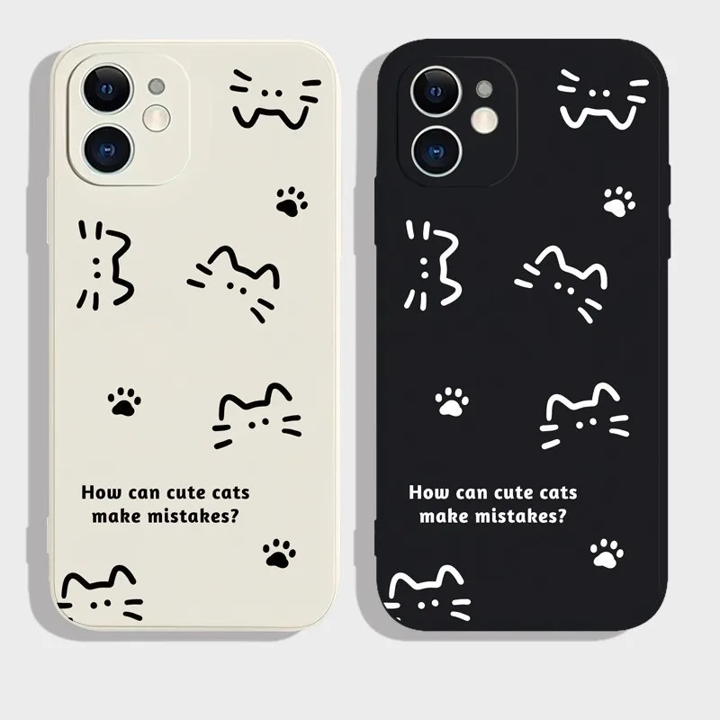 Cute Brief Strokes Cat Bear Phone Case for XIAOMI RedMi Note 10 11 12 13 T S Pro Plus Mobile