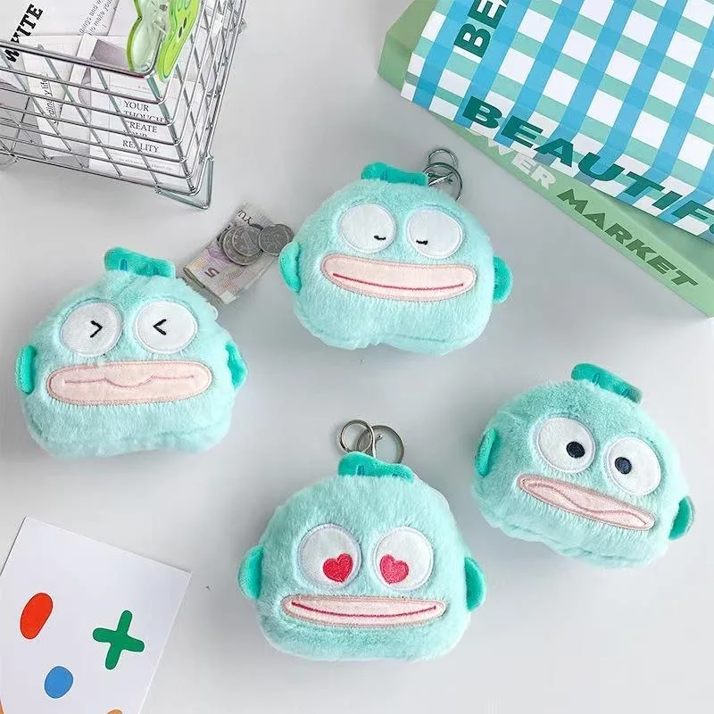 Фото Плюшевый кошелек-монетница Sanrio Hangyodon 9 см, сумка для карт, подвеска на рюкзак, брелок, двухслойная молния, подарок для друзей на праздник №1