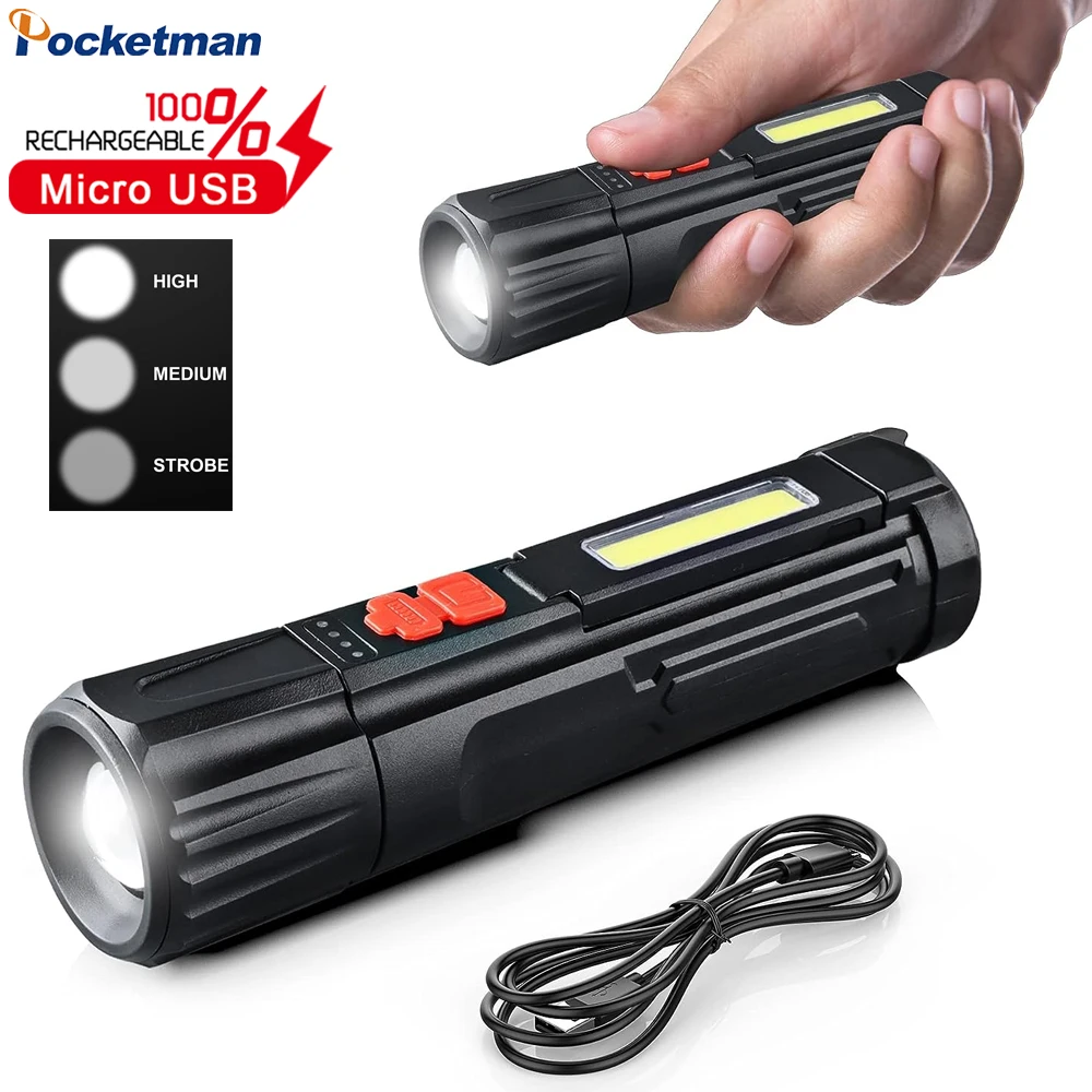 

Яркий мини-фонарик, USB Перезаряжаемый фонарик для кемпинга, маленький масштабируемый карманный фонарик, большой диапазон, 5 режимов, монолитный блок рабочих искусств, подарки