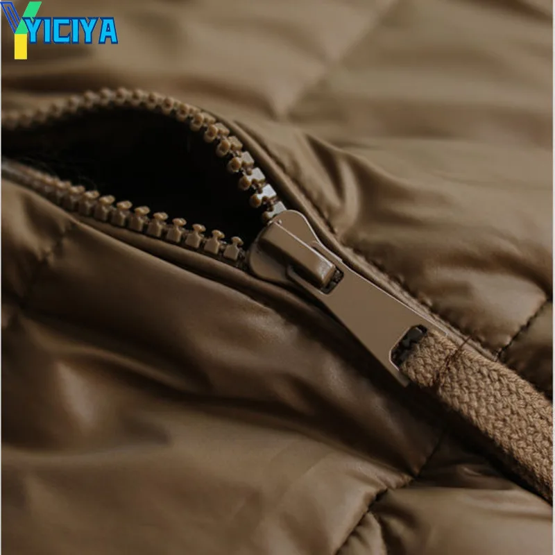 YICIYA Women Winter Parkas Vintage Warm Cotton Coats 2023 Long Sleeve Zipper Pockets Female Clothes Casual Streetwear Outerwear