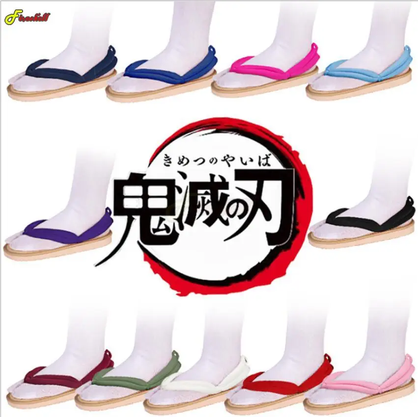 

Anime Demon Slayer Cosplay Shoes Kimetsu No Yaiba Kamado Tanjirou Clogs Sandals Kamado Nezuko Geta Agatsuma Zenitsu Flip Flops