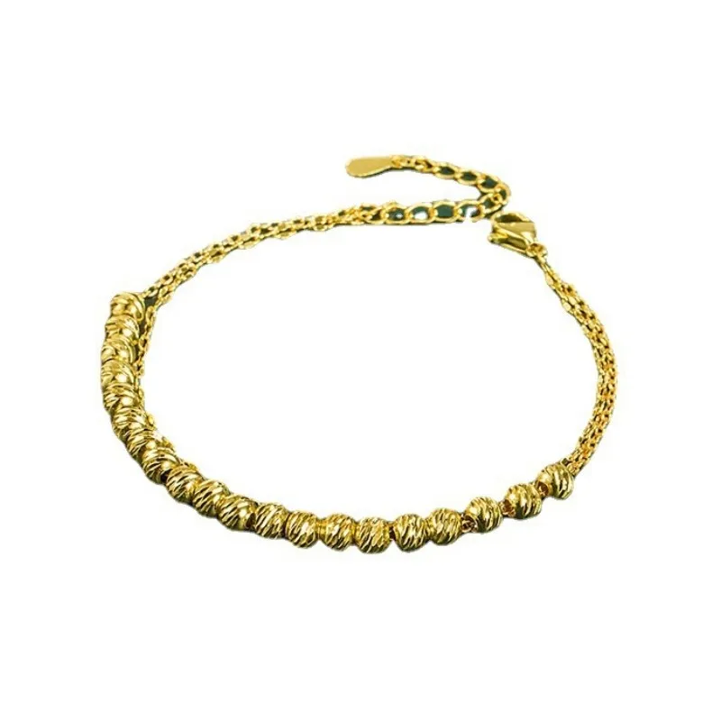 Женский двухслойный браслет Anenjery с круглыми бусинами золотого цвета модные