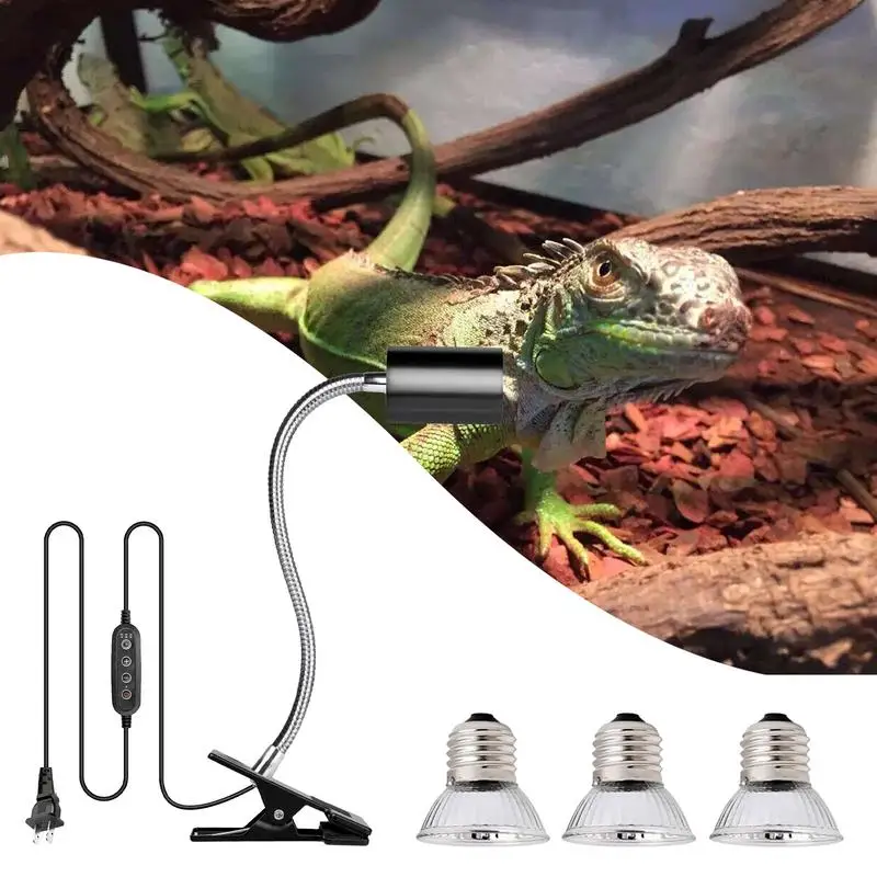 

Тепловая лампа для рептилий, интеллектуальный цикл, таймер, вращающийся шланг, регулируемый с зажимом, свет для рептилии UVA UVB, аксессуары для домашних животных