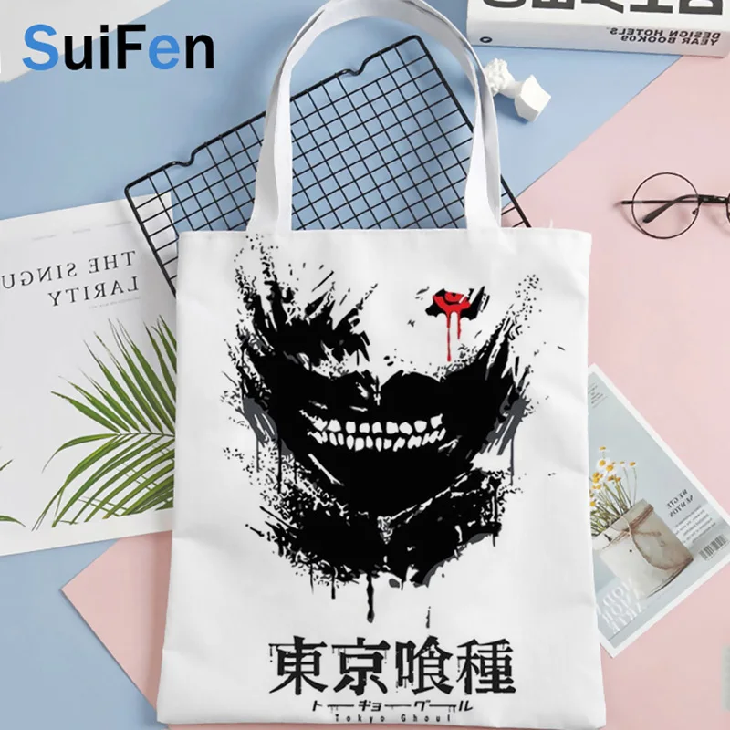 

Сумка для покупок Kaneki Ken из Токио, Холщовая Сумка для продуктов, многоразовая, шоппер