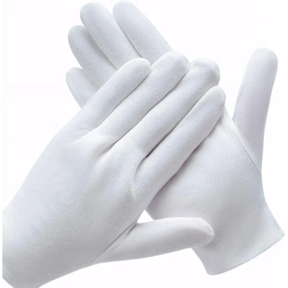 

Белые хлопковые рабочие перчатки для сухих рук, для обработки пленки, спа, для церемониальных осмотров, прочные перчатки, 1 пара