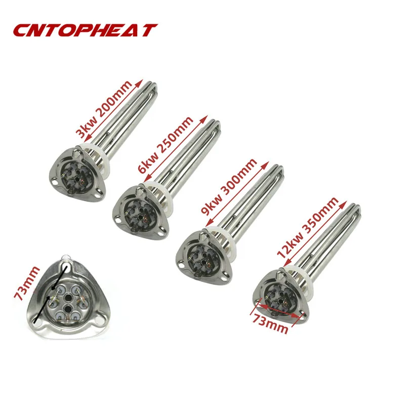 

73 мм треугольный фланцевый нагревательный элемент 220 В/380 В трубка из нержавеющей стали для подогрева воды для посудомоечной машины/водяного дозатора