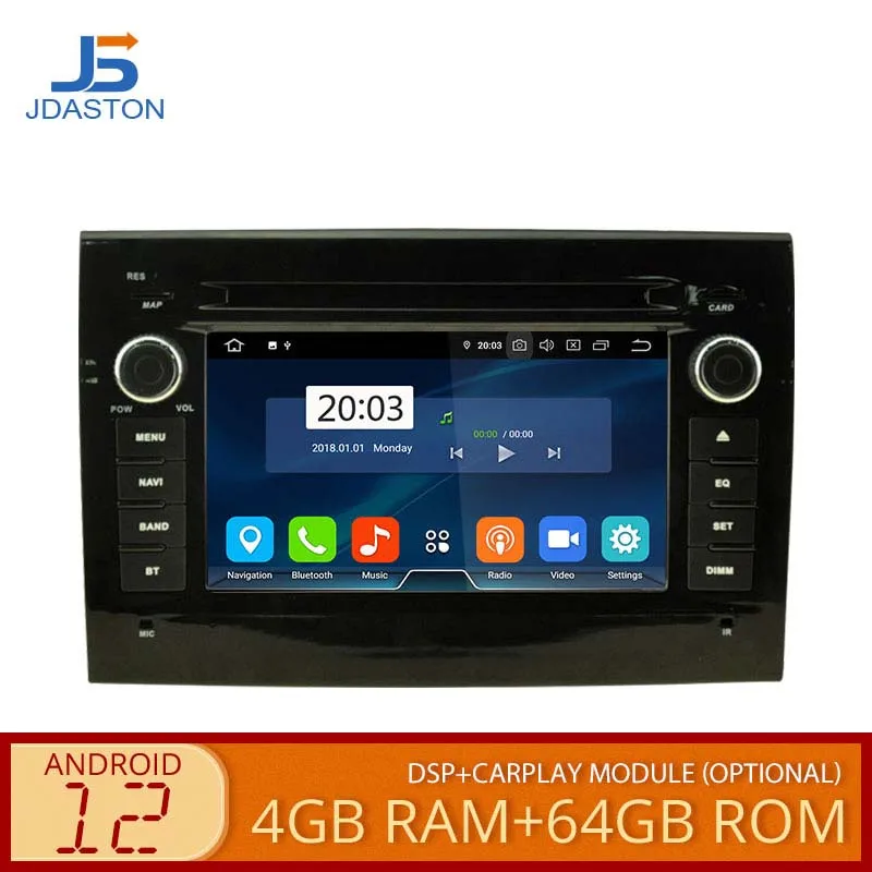 

Автомобильный DVD-плеер JDASTON Android 12 для Fiat Ducato 2006, мультимедийная стерео-система с GPS-навигацией, 2 Din, автомобильное радио, 4 Гб + 64 ГБ, Carplay DSP