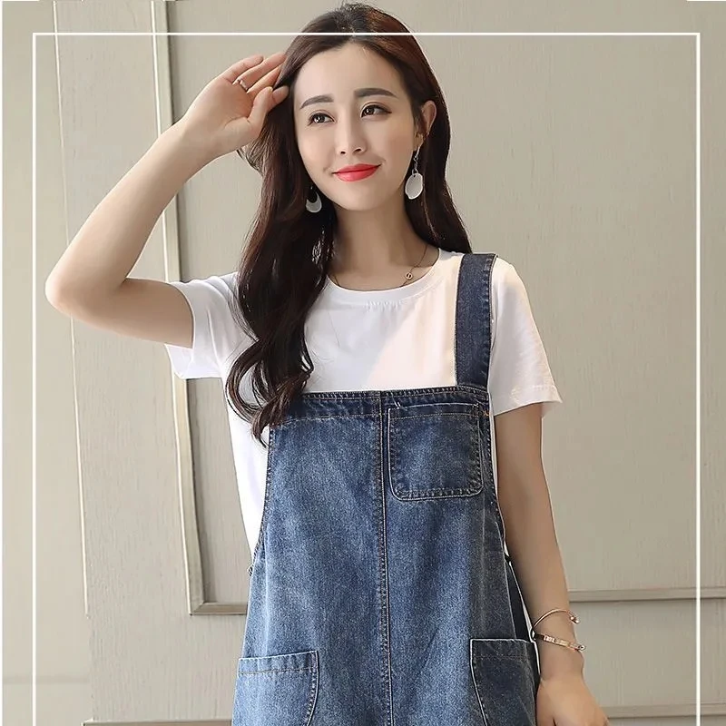 Женское джинсовое платье на бретельках Модный комплект из двух предметов в