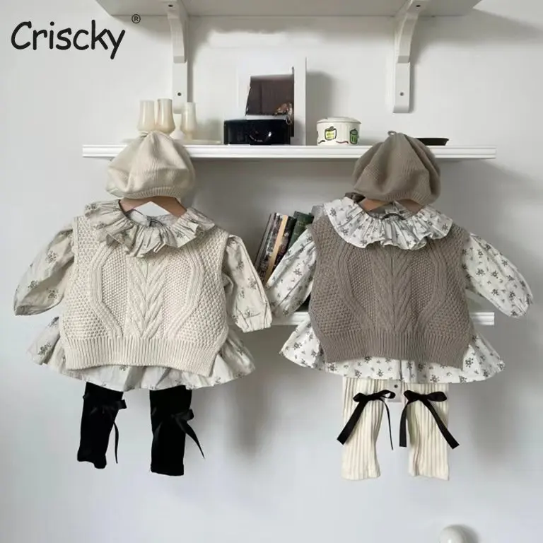 

Criscky Kids Clothing Set New Autumn Suit Baby Clothing Girls T-shirt + Coat + Pants 3-Piece Outfits For Baby Girl Clothes