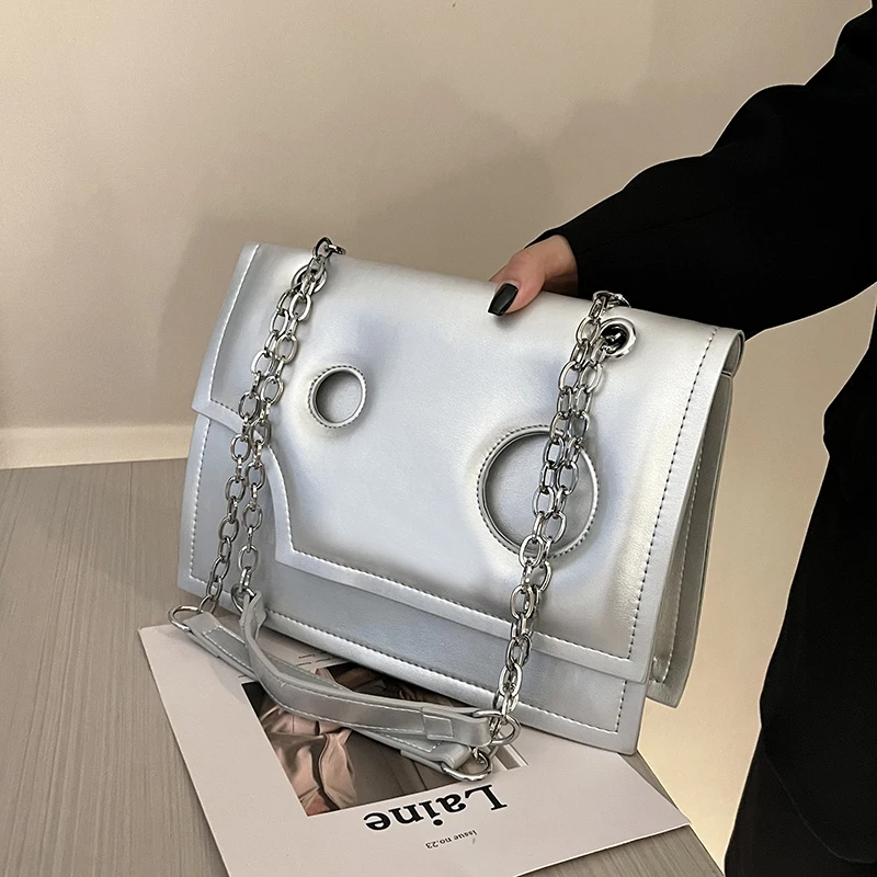 

High Quality Women Pu Leather Shoulder Bag Trend Designer Ladies Armpit Handbag Chain Luxury Female Large Capacity Crossbody Bag