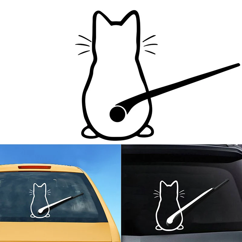 

Забавный мультяшный Кот виниловая наклейка на стену для автомобильного ноутбука, окна, бака, чаши, кошки, наклейка, Новинка