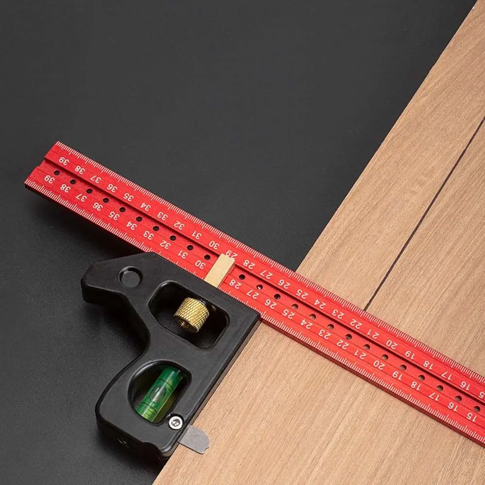 

30/40cm Combination Right Angle Ruler with Bubble Adjustable Square Ruler Measuring Tools Movable Spirit Level Woodworking