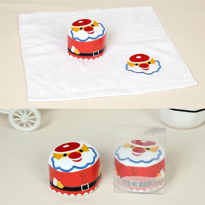 

1pc Cartoon Towel Santa Claus Snowman Embroidered Soft Microfiber Cotton Hand Face Cleaning Towel Kerchief Christmas Gifts