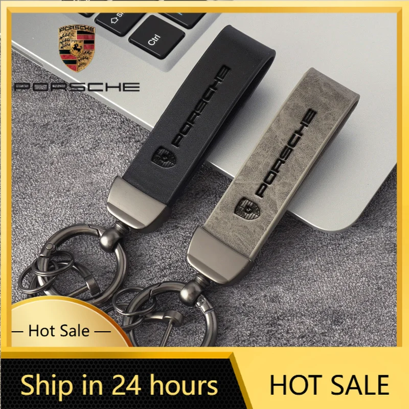 Фото Кожаный чехол для ключей автомобиля Porsche Cayenne, Panamera, Macan, 911, Taycan, Boxster, Cayman, 918, Pajun №1