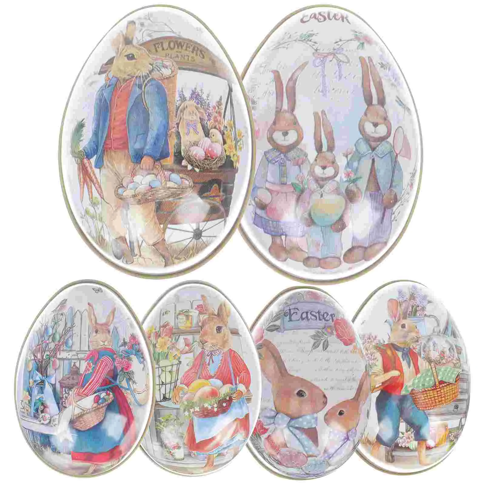 

Easter Box Candy Tin Tinplate Egg Case Container Favor Cookie Round Decoration Party Gifts Cookies Packing Boxes Biscuits Gift