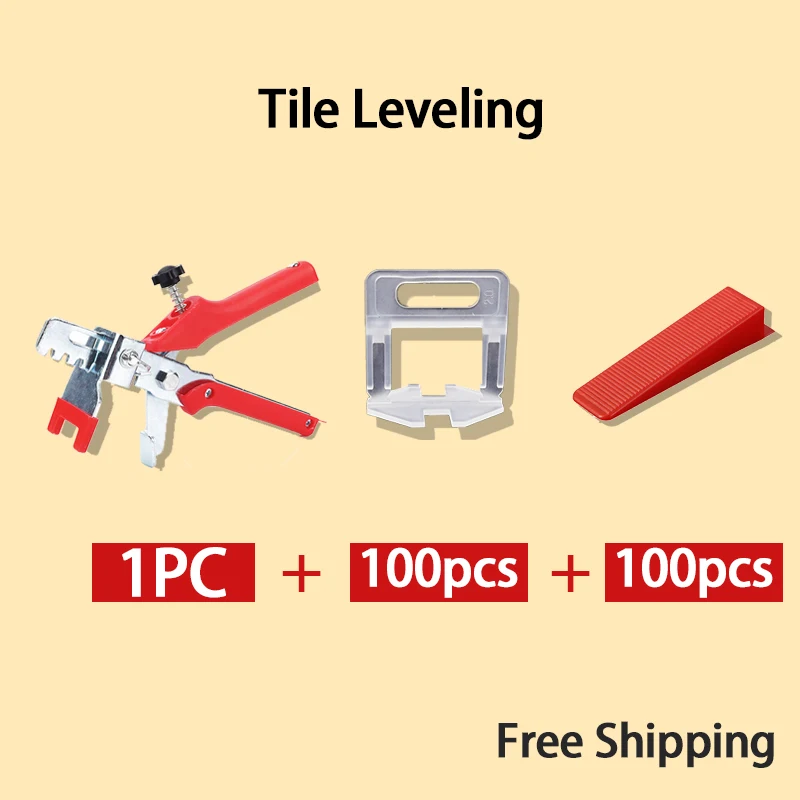 Spacers Tiling Tools 201pcs tile leveling system 1mm/1.5mm/2mm/2.5mm/3mm 100pcs clips+100pcs Wedges +1piece plier plastic tile