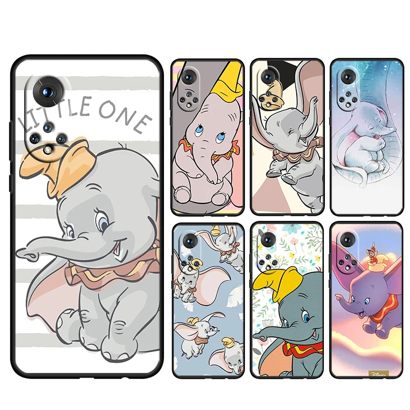 

Cute Dumbo Cartoon For Honor 80 70 60 50 30 20 20 10 9 9X 9A 9C X8 8A Pro Plus Lite 4G 5G Silicone Black Phone Case Coque Capa