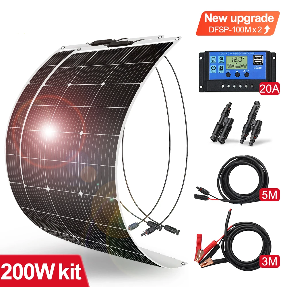 

Random Delivery 18V 100W Flexible Solar Panel For Car/Home Charge 12V Battery Waterproof Monocrystalline