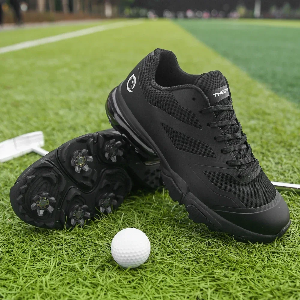 Мужская обувь для гольфа с шипами Нескользящие гольфисты кроссовки удобная