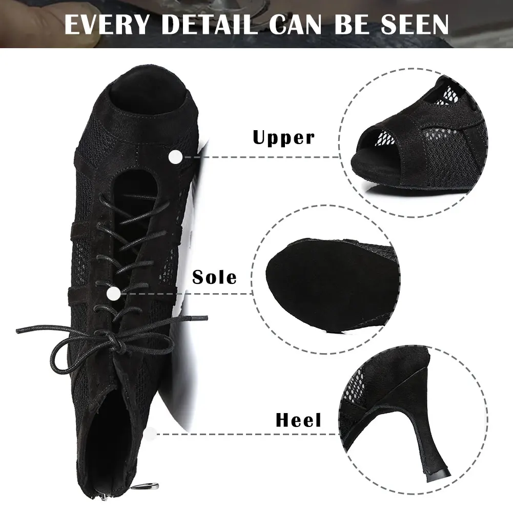 SWDZM Fashion Dance Boots New Women's Latin Jazz Tango Ballroom Party Shoes Breathable Ladies High Heels Rumba Samba Shoes