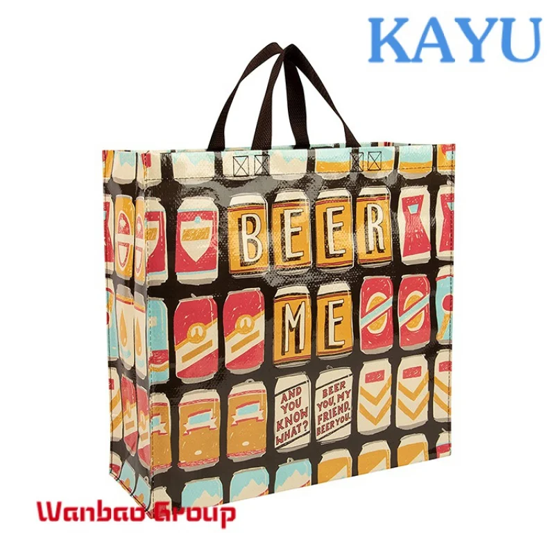 Wholesale recyclable customized printing reusable shopping tote bag recyclable laminated pp woven bags
