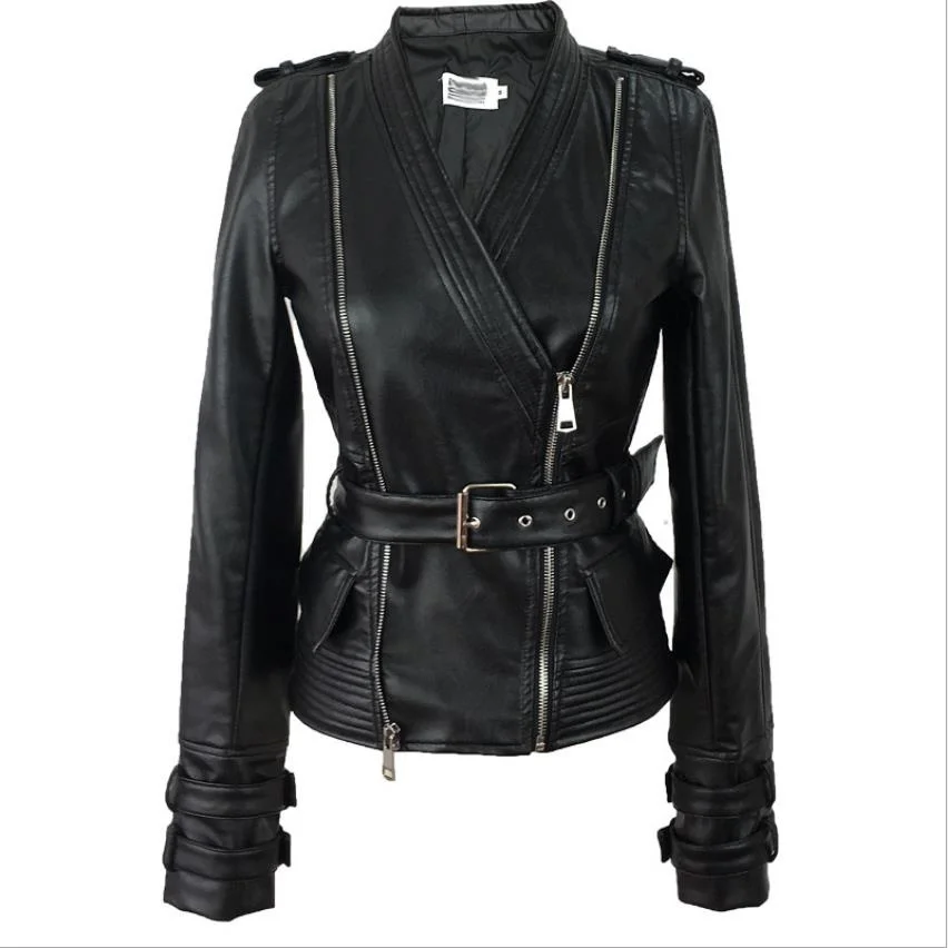 

style Wholesale England style Locomotive pu leather jacket female was thin slim retro jacket ins fashion jackets wq1726 factory