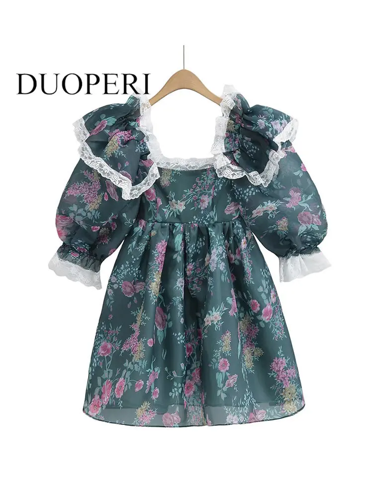 

Платье-мини женское с квадратным вырезом, молнией на спине и коротким рукавом