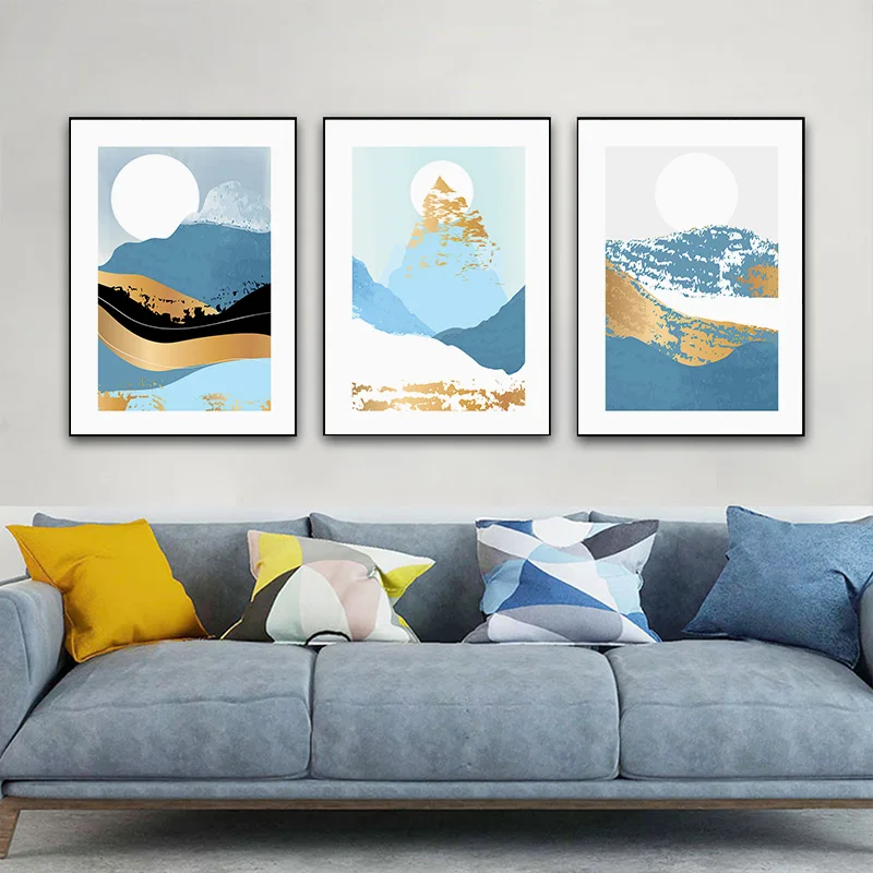 

Nordic Mountain Landscape Canvas Poster Sunrise Sunset Abstract Wall Art Print Painting Modern Living Room Decoration Picture