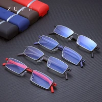 zuee tr90 half frame reading glasses stainless steel anti blue light reflection unisex mens optical reading glasses case4 0