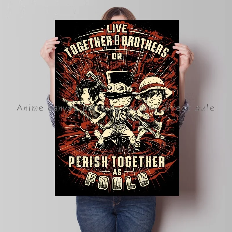 Ретро аниме One Piece Luffy Zoro Sanji постер HD Мультфильм Печать на холсте картина для дома