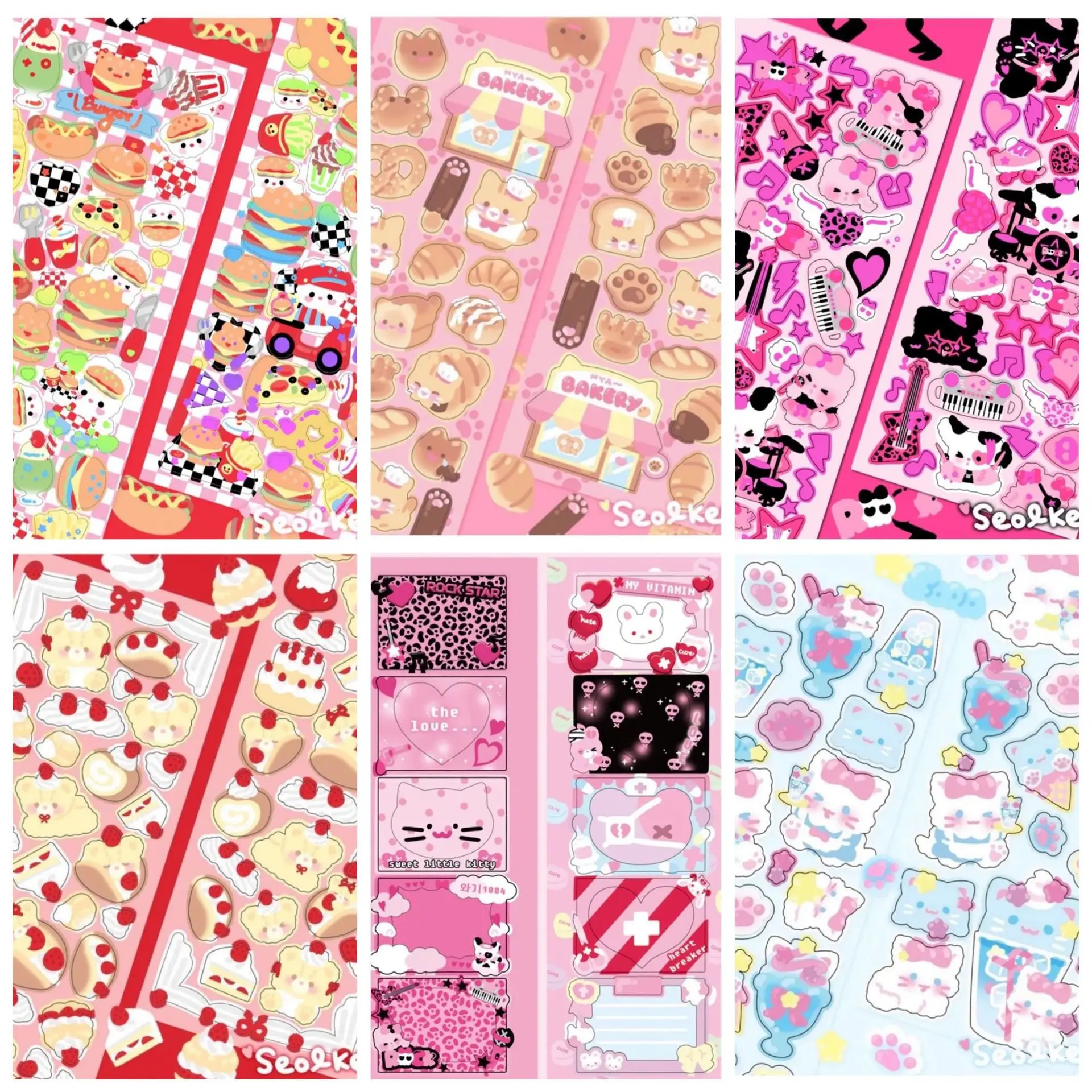 

Korean Ins Cute Cartoon Snacks Laser Sticker DIY Scrapbooking Photo Album Deco Diary Happy Planning Stationery Decoration Sticke