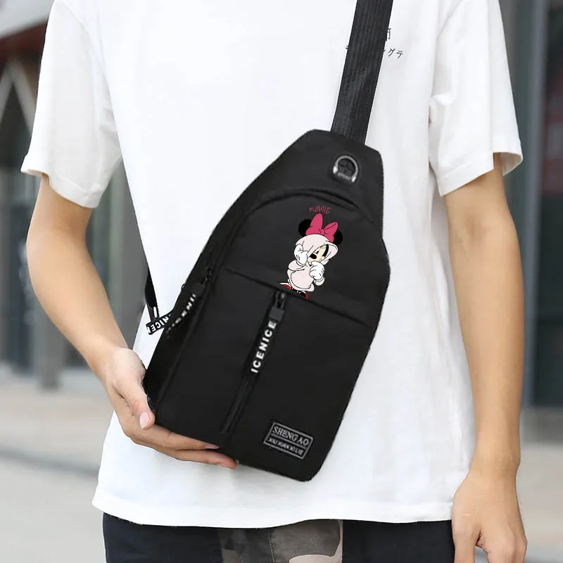 Новинка многофункциональная нагрудная сумка с Микки Маусом модная мужская