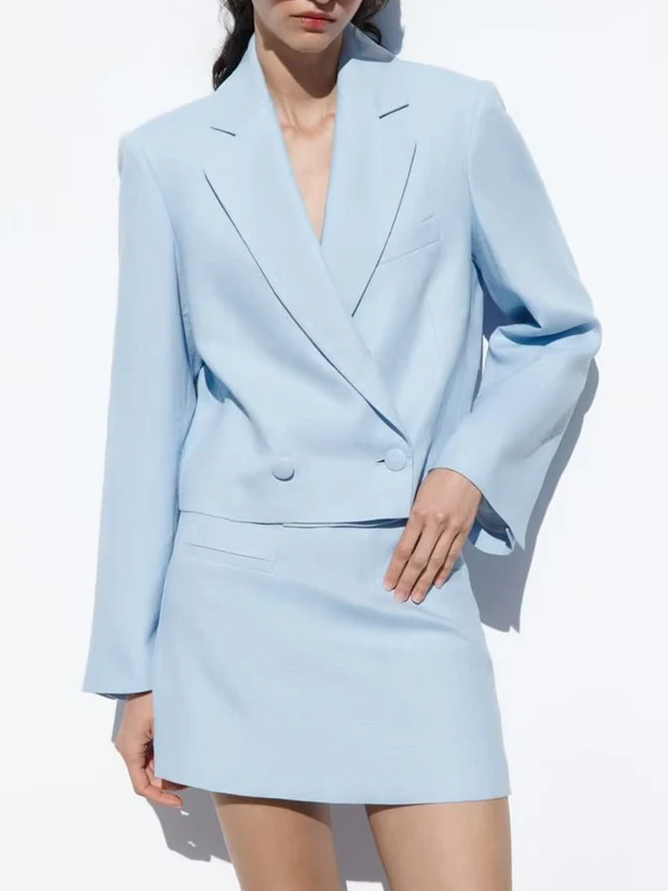 

TRAF Spring Women Linen Blazer Suit Sets 2023 Female Fashion OL Jacket With Shorts 2 Piece Sets Outfit New In Match