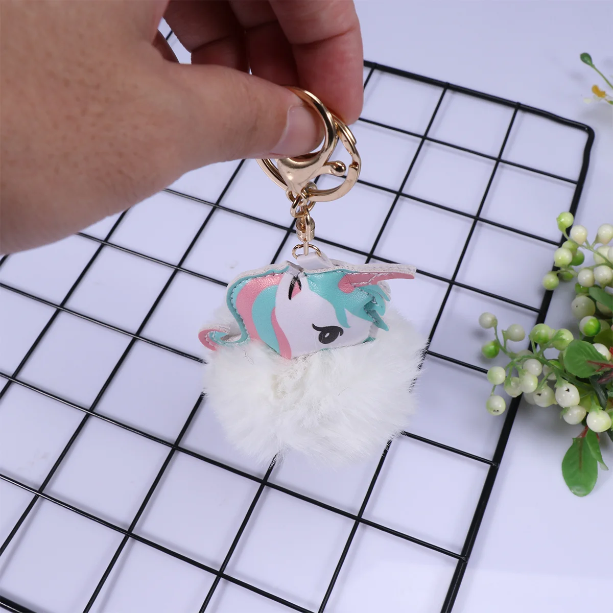 

Plush Keychain Pendant Bag Keyring Rex Rabbit Fur Fashion Key Ring Key Holders Cartoon Keyrings Child