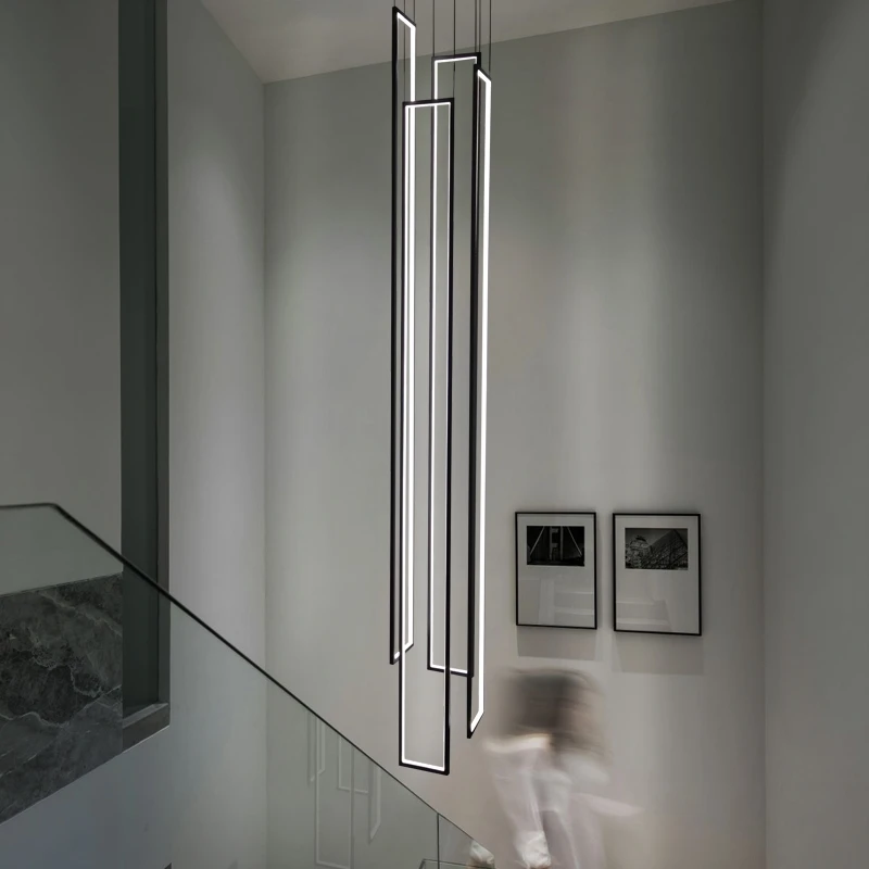 Купить Прямоугольная Черная светодиодная Подвесная лампа в современном дизайне, нордическое внутреннее декоративное освещение, идеально подходи...