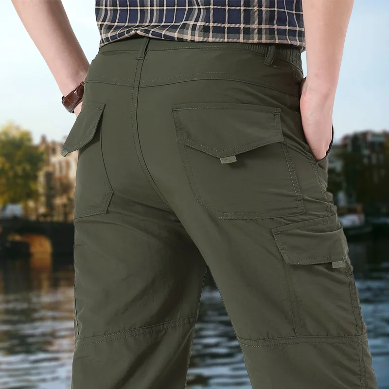 

Мужские тактические военные водонепроницаемые брюки-карго, повседневные Стрейчевые брюки с несколькими карманами, треккинговые походные армейские прямые длинные брюки