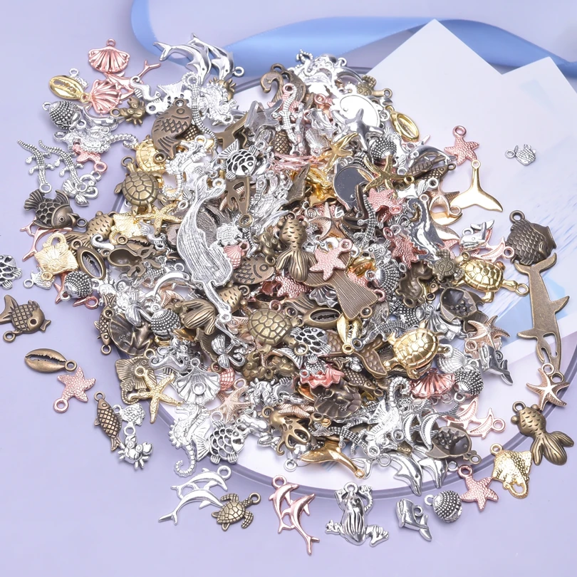 

New Mixed Ocean Marine Life Shark Turtle Starfish Octopus Charms Animal Pendants Charm For Jewelry Making Supplies 10-50pcs /Lot