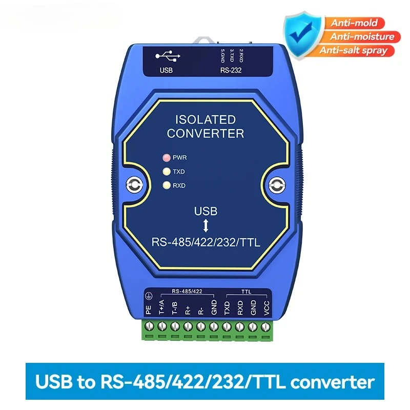 Фото Оптический изолированный промышленный преобразователь USB в RS485/RS232/TTL Преобразователь CH340/FTDI Интерфейс CDEBYTE Type-C №2