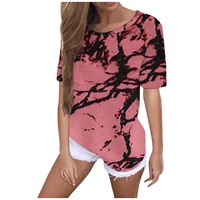 summer womens loose top tie dye printed short sleeve t shirt o neck casual short sleeve y2k aesthetic shirts for women tops