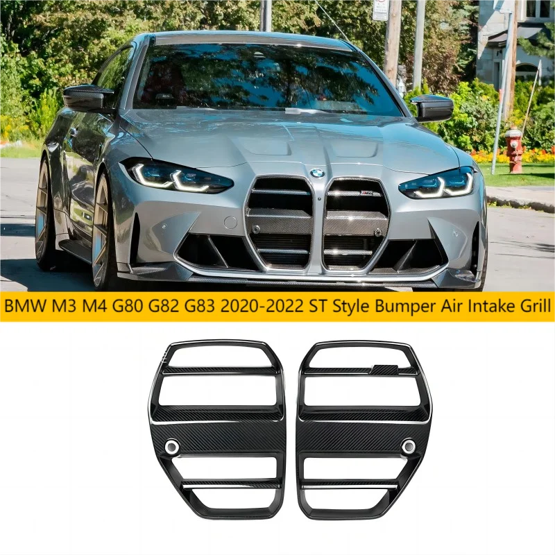 

High Quality ST Style Dry Carbon Fiber Car Front Bumper Air Intake Grills For BMW M3 M4 G80 G82 G83 2020-2022