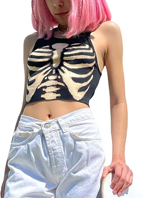 Женский укороченный топ без рукавов для подростков жилет с рисунком в виде