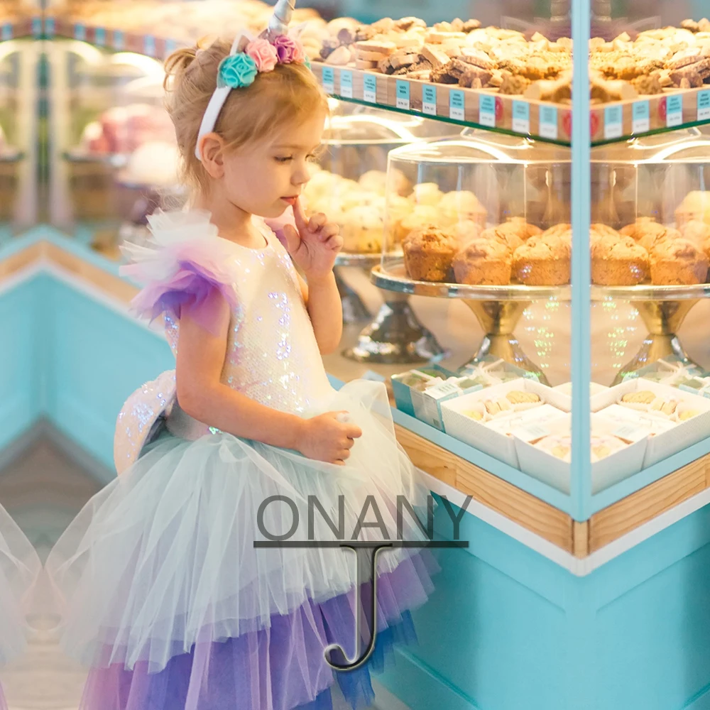 

JONANY Fairytale Flower Girl Dress Sequins Tiered Tulle Made To Order Birthday Pageant Communion Robe De Demoiselle Baby Party