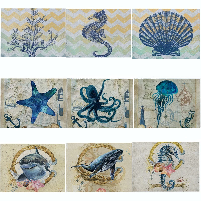 

Sea animals table mat creative turtle octopus shark pattern table napkins for wedding kitchen decoration placemats