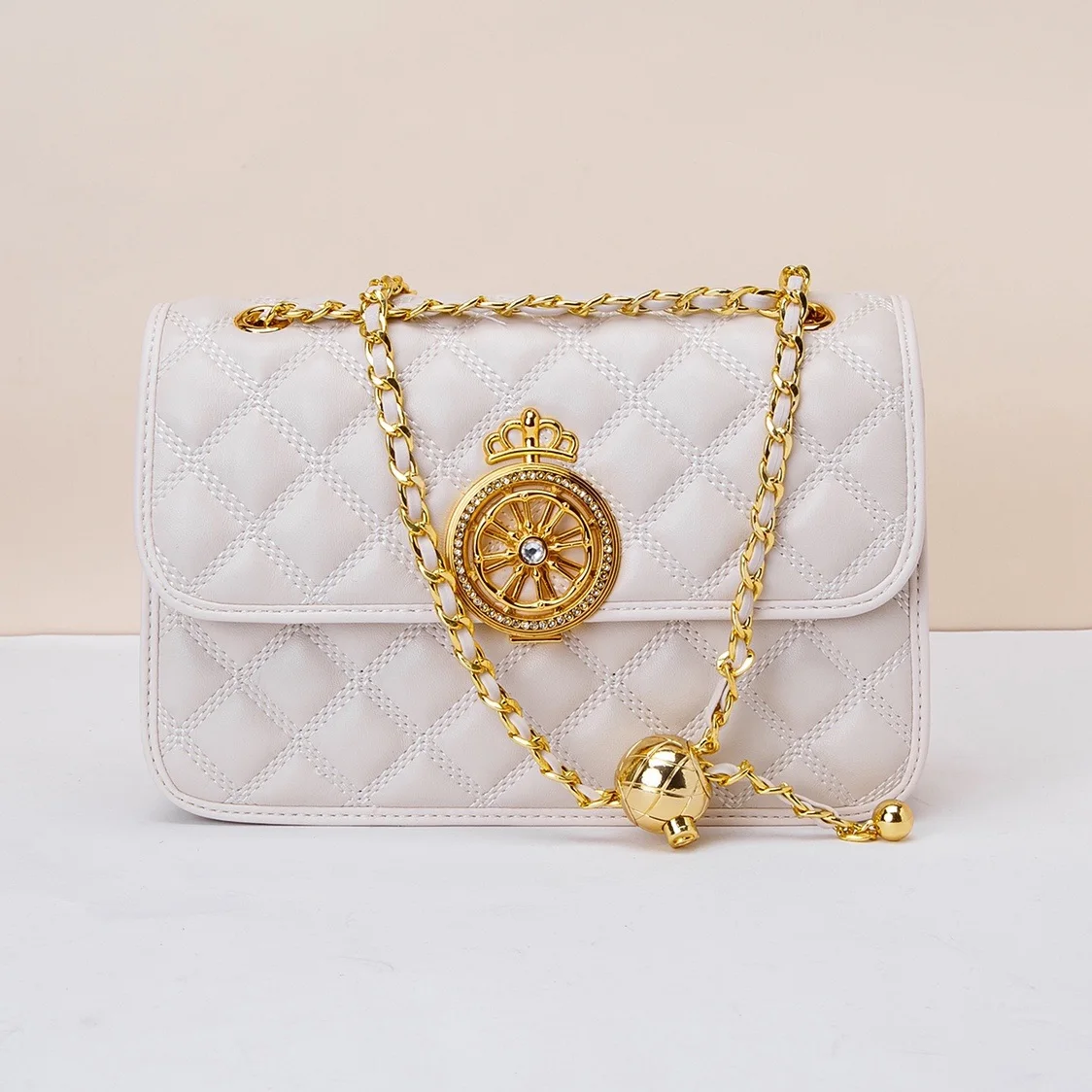 

Vintage Sheepskin Diamond Lattice Fashion Designer Bag Women's Shoulder Bag Genuine Leather Tote Lady Handbag