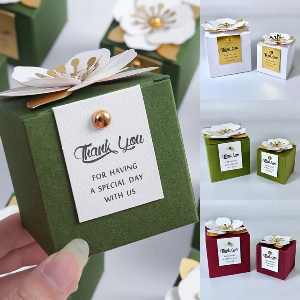 

5 шт. квадратная Свадебная коробка для конфет, свадебные сувениры, креативная коробка для шоколада с цветами, изысканная маленькая коробка для упаковки цветов