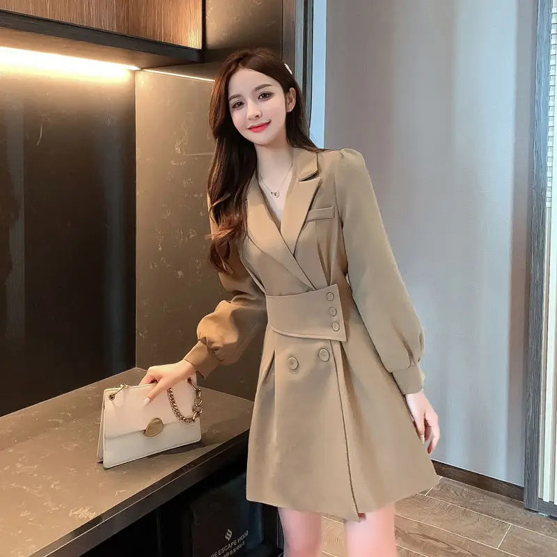 

Woman Midi Black Jacket Blazer Dress Loose Korean Fashion Casual Aesthetic Vintage Harajuku Sexy for Women Plus Size Long Sleeve
