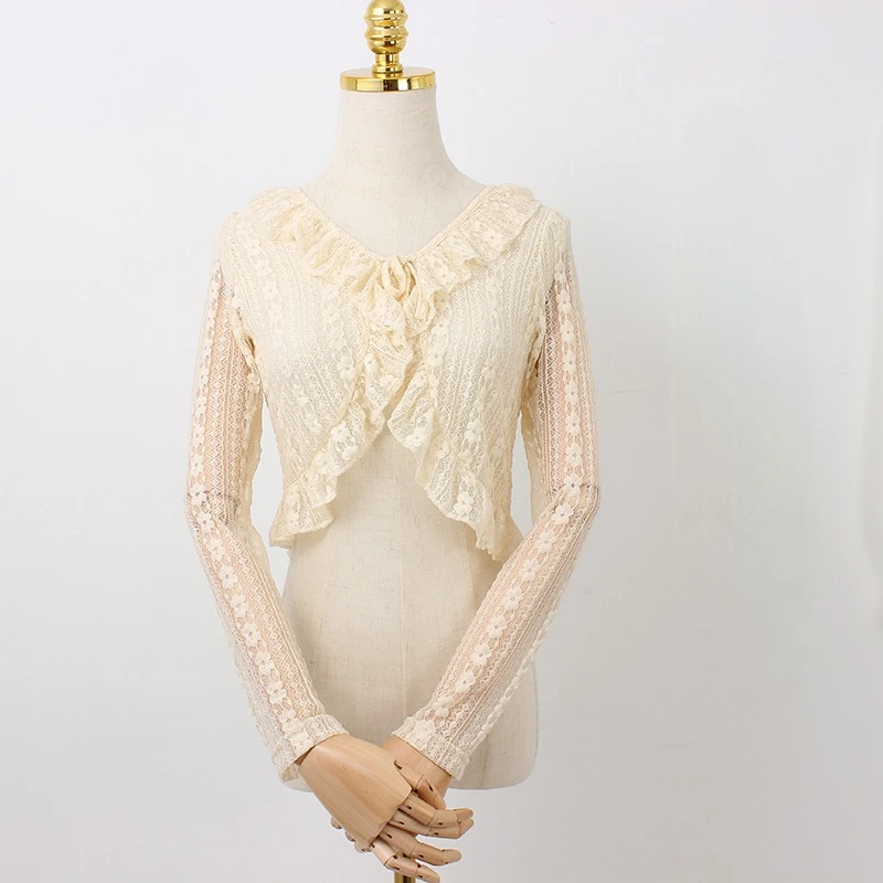 

Spring Sun Protection Clothing Women's Summer Lace Cardigan Thin Section with Suspender Skirt Outer Short Shawl Small Jacket