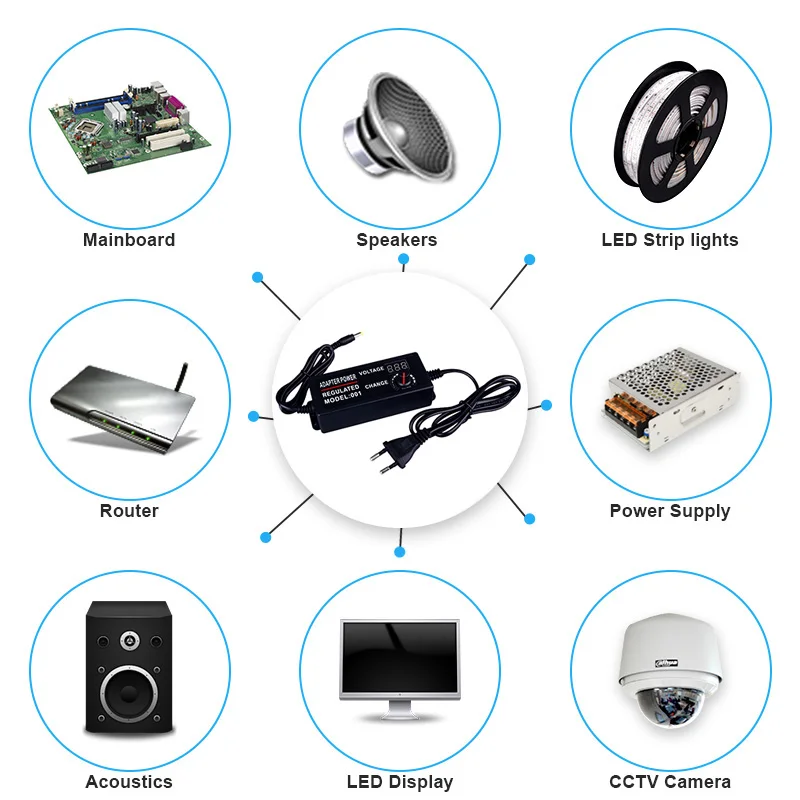Регулируемый адаптер питания переменный ток 220 В в постоянный 3 5 9 12 24 2 А
