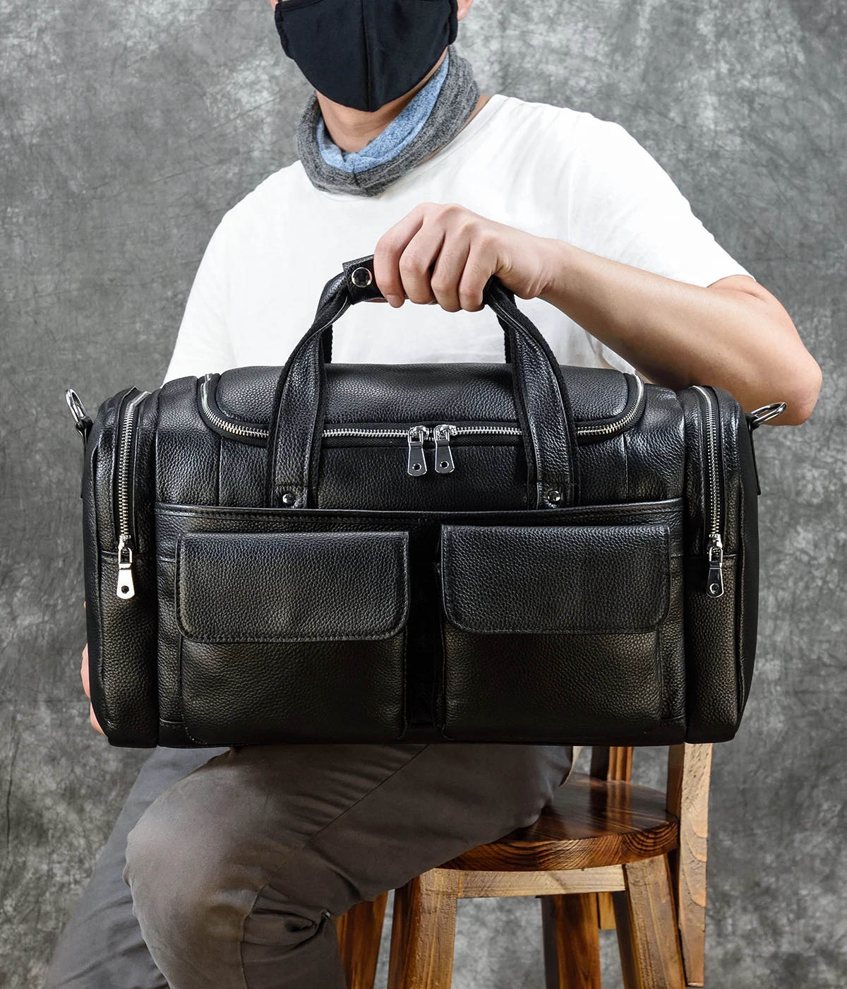 Fashion Men's Genuine Leather Travel Bag Luxury Soft Cowhide Duffle Bag Weeked 17